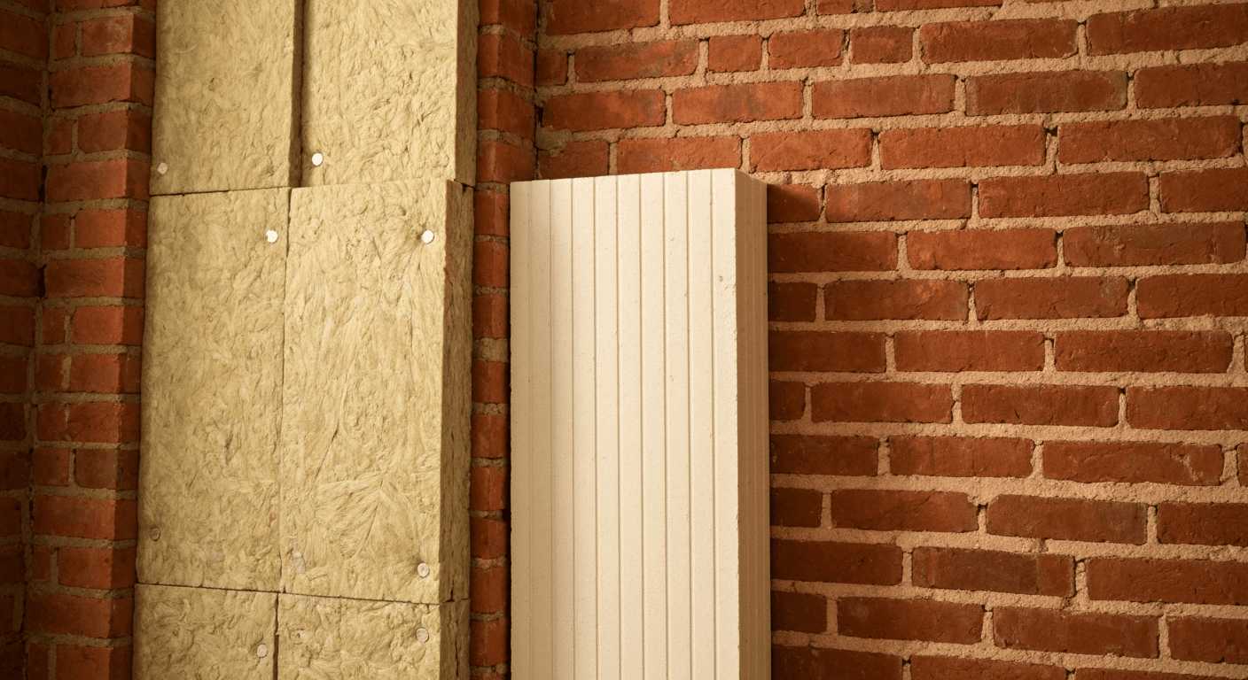 Close-up of Victorian terrace brick wall showing solid construction