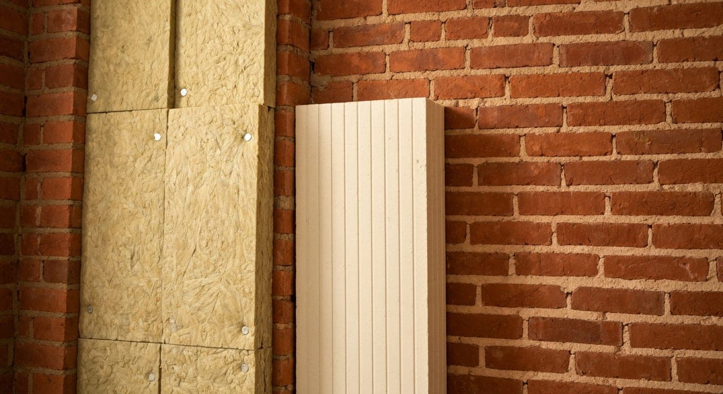 Close-up of Victorian terrace brick wall showing solid construction