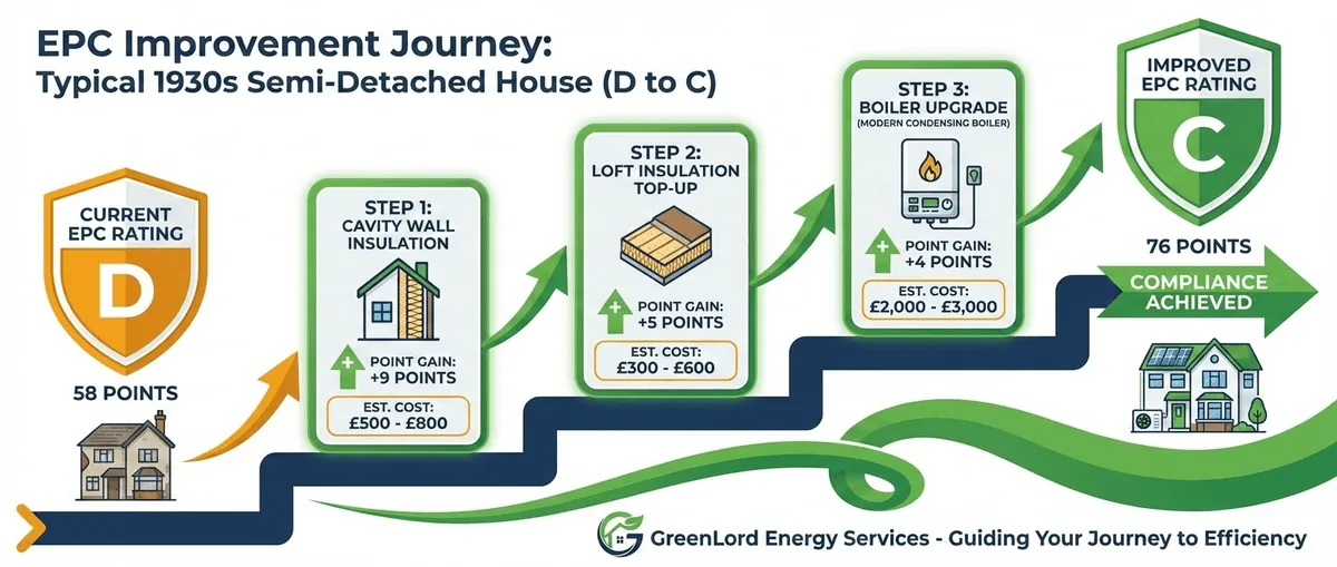 Typical 1930s semi EPC improvement journey from D to C