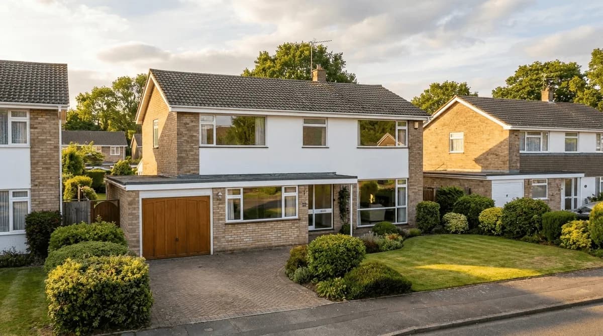 Typical 1960s-1970s semi-detached house in a UK suburban street