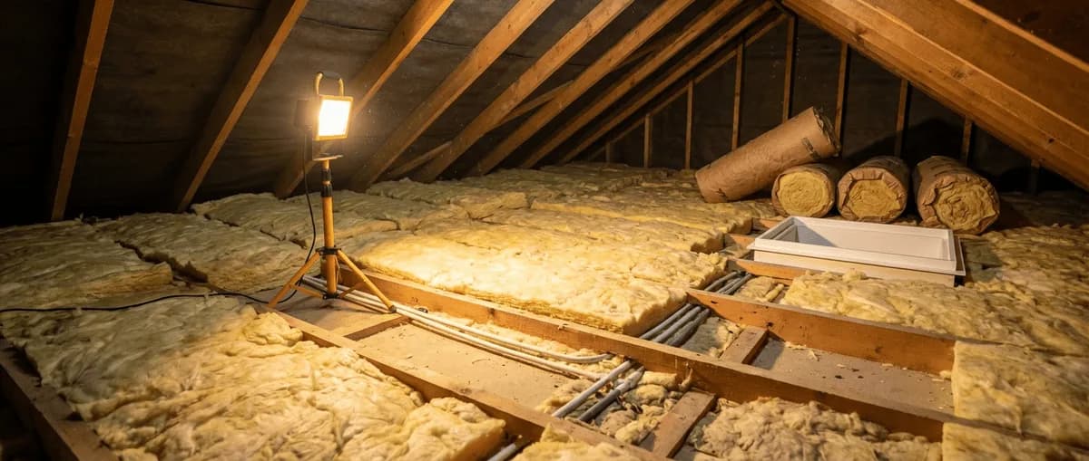 Professional loft insulation installation in a British home