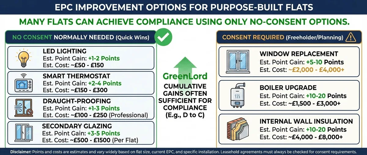Typical purpose-built flat EPC improvement options
