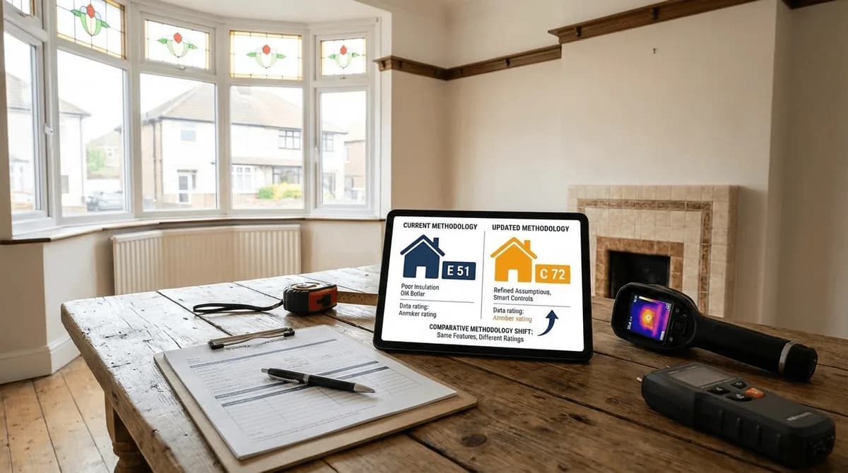 Comparison of property ratings under RdSAP 9 versus RdSAP 10